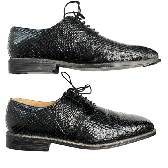 Giorgio Brutini Genuine Snakeskin Black Derby Dress Shoes Mens Size 11.5 Classic - Picture 11 of 16